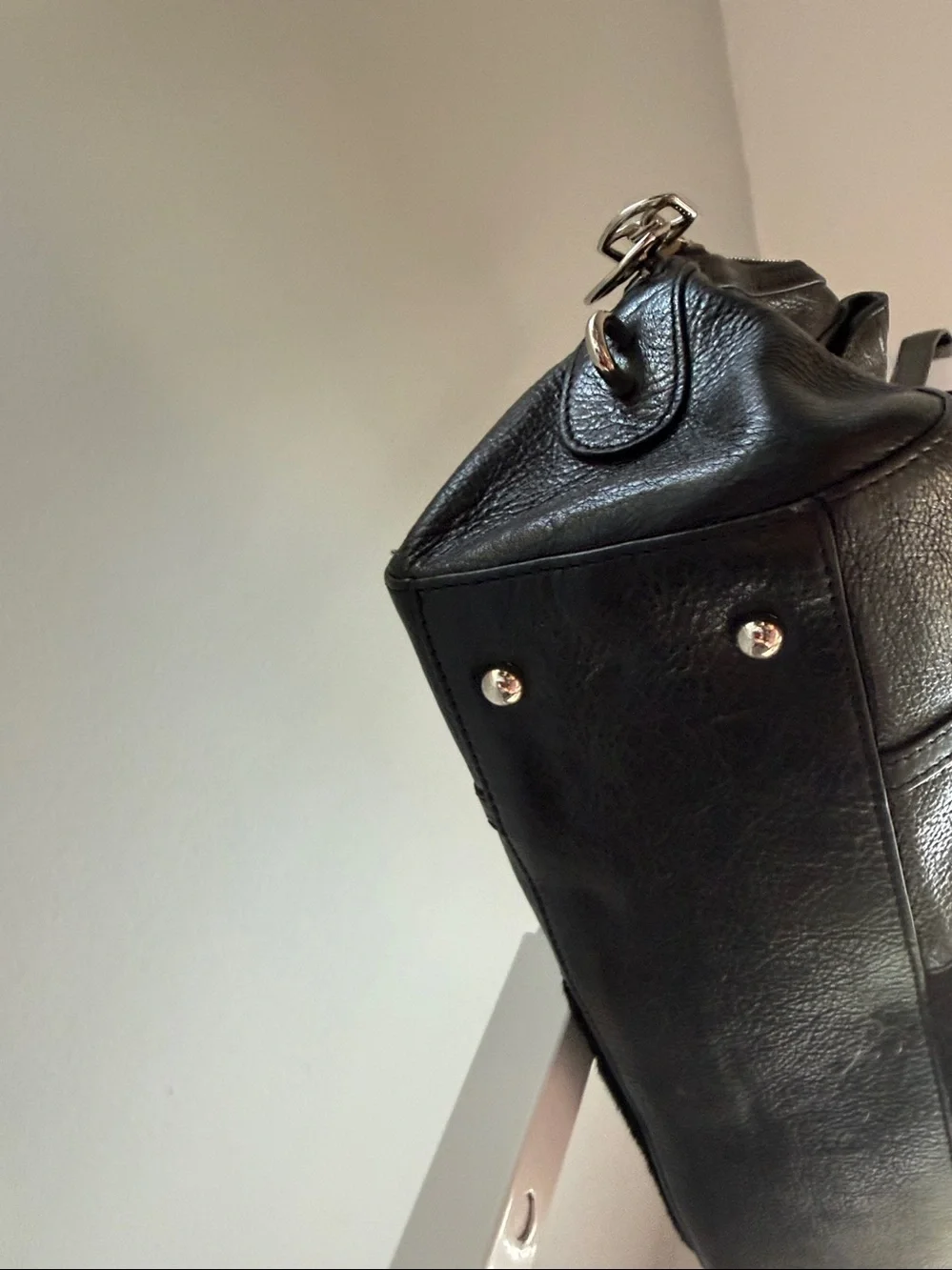 DKNY Y2K Black Leather & Haircalf Shoulder Bag